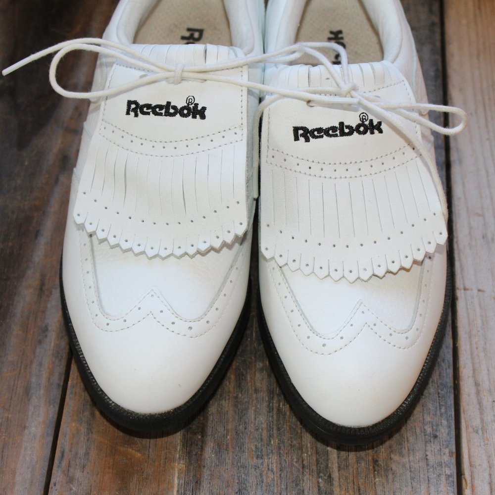 Vintage Reebok Fairway Classic White Wingtip Waterproof Golf Shoes Sz 7.5W - Picture 2 of 10